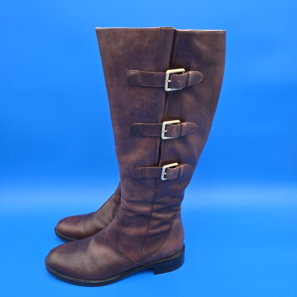 Ecco Hobart Buckle‎ Riding Boots EUR 40 Womens Size 9-9.5 Brown Leather EUC - Picture 2 of 16
